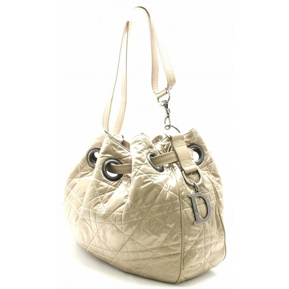 Dior Cannage Tote Bronze Charm Leather Bag  Christian D - Picture 1 of 9